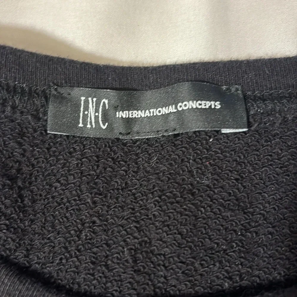 INC Womens Embellished-Sleeve Black Sweatshirt - Picture 4 of 12